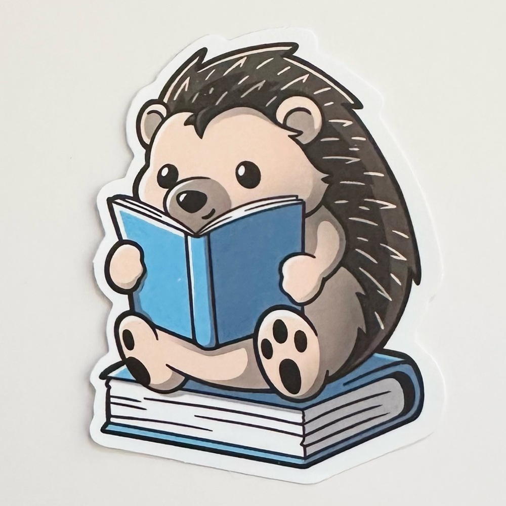 10/$10 Hedgehog Reading Sticker